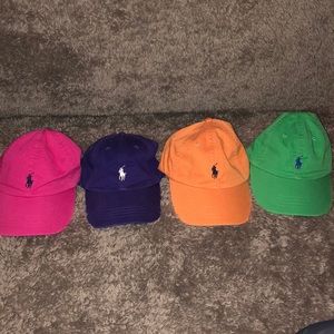 Multiple multicolored Polo hats
